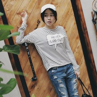 Tokyo Fashion Striped Long-Sleeve Top