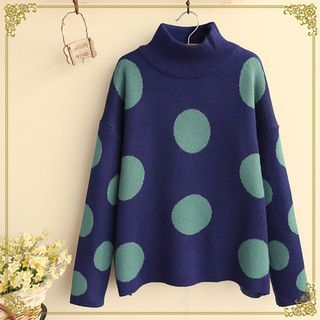 Fairyland Stand Collar Dotted Sweater
