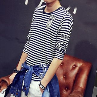 Besto Appliqu  Striped Long-Sleeve Top