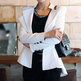 Fashion Street Frilled Single Button Blazer