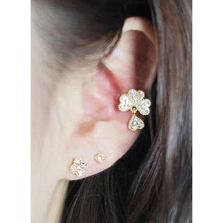 kitsch island Set: Rhinestone Clover Earrings + Rhinestone Single Earrings