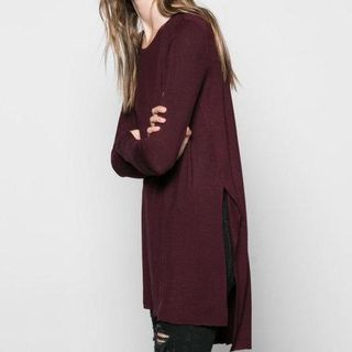 Chicsense Long-Sleeve Slit Top