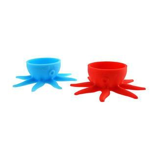Q-max Set of 2: Octopus Egg Cup Red & Blue - One Size