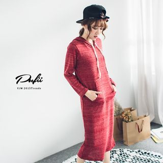 PUFII Pocket Front Hooded Dress