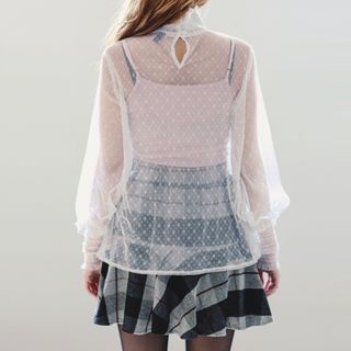 COII Mock-Neck Sheer Lace Top