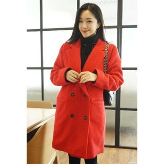 OZNARA Double-Breasted Wool Blend Coat