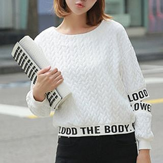 chome Lettering Textured Pullover