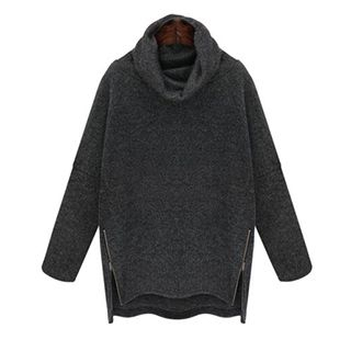 chome Cowl Neck Side Zip Sweater