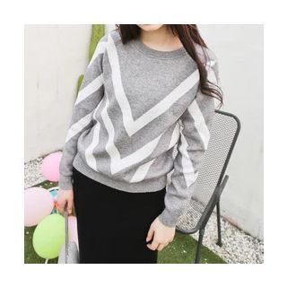 Miss Fan Print Knit Top