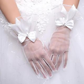 Luxury Style Bow Accent Bridal Gloves