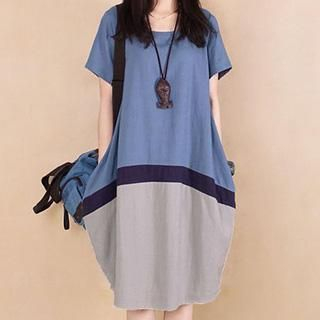 Dream Girl Short-Sleeve Color-Block Dress