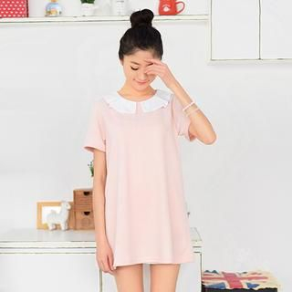 59 Seconds Contrast Collat Short-Sleeve Tunic