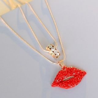 Seoul Young Lips Rhinestone Necklace