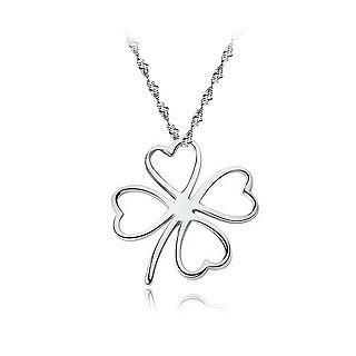 BELEC 925 Sterling Silver Four- Leafed Clover Pendant with 45cm Necklace