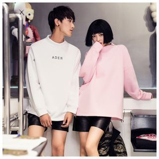 Simpair Matching Couple Lettering Mock Neck Pullover