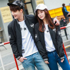 Couple Matching Lettering Baseball Jacket Black - M от YesStyle.com INT Couple Matching Lettering Baseball Jacket Black - M от YesStyle.com INT