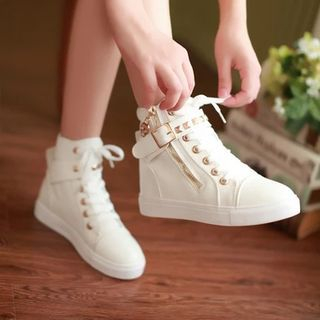 Shoes Galore Studded Belted Sneakers