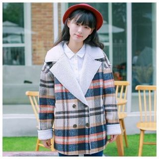Kirito Double-breasted Plaid Woolen Coat
