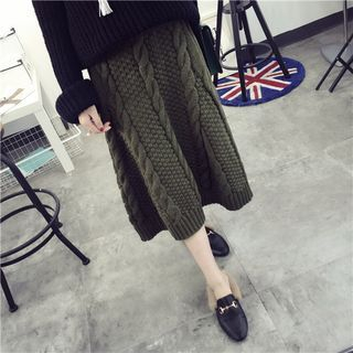 Qimi Cable Knit Midi Skirt