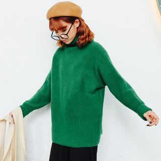 Porta Turtle-Neck Wool Long Knit Top