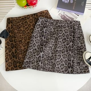 High Rise Leopard Print Mini A-Line Skirt