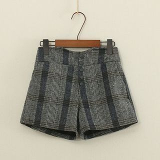 Mushi Plaid Woolen Shorts