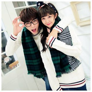 Simpair Couple Stripe Trim Sweater