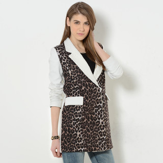 YesStyle Z Lace Collar Leopard Front Single-Button Coat