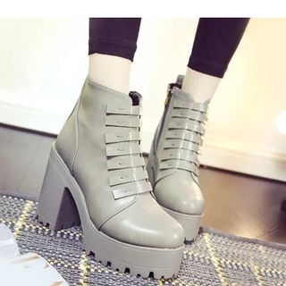 Amy Shoes Platform Chunky Heel Short Boots