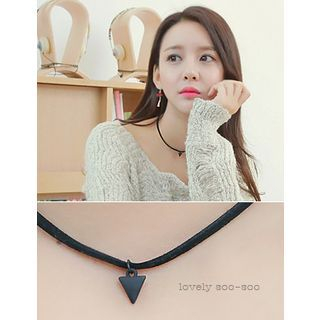 soo n soo Triangle Pendant Faux-Leather Necklace