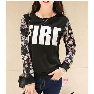 Soft Luxe Floral Sleeve Lettering Pullover