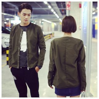 Simpair Matching Couple Plain Zip Jacket