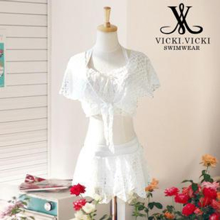 Vicki Vicki Set: Lace Bikini Set + Tie-Hem Cover-up + Skirt