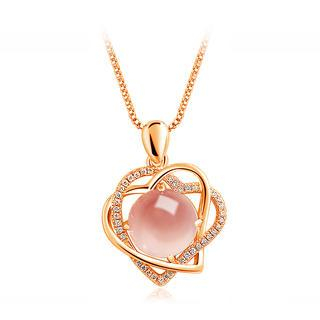 BELEC 925 Sterling Silver Heart-shaped Pendant with Natural Rose Quartz and Necklace