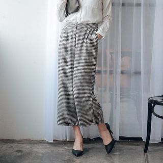 Tokyo Fashion Houndstooth Wide-Leg Pants