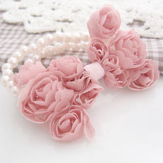 Fit-to-Kill Pearl chiffon bow bracelet -pink One Size