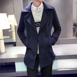 Bay Go Mall Notch Lapel Double-Breasted Coat