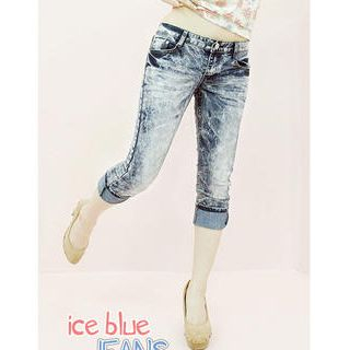 Washed Cropped Jeans