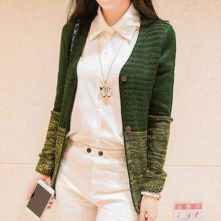 Soft Luxe Open Front Color Block Knit Jacket