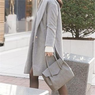 Attrangs Single-Breasted Wool Blend Coat