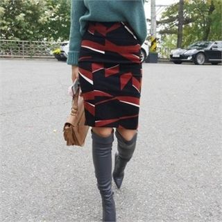 LIPHOP Patterned High-Waist Pencil Skirt
