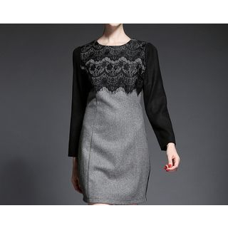 Merald Long-Sleeve Lace Trim Dress