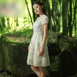 GU ZHI Short-Sleeve Printed Dress