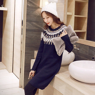 YOZI Patterned Sweater Dress