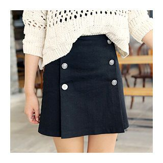 1ROA Button-Detail Mini Skirt
