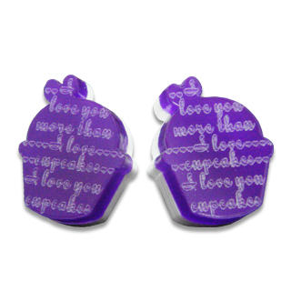 Sweet & Co. I Love Cupcakes Mirror Violet Stud Earrings