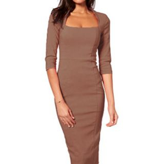 Sweet Note 3/4-Sleeve Square Neck Dress