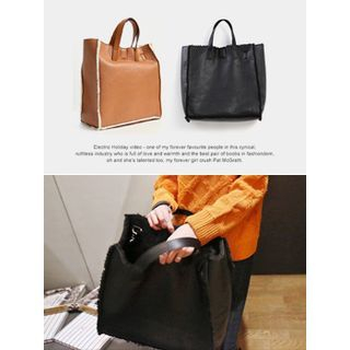 hellopeco Faux-Shearling Tote with Strap
