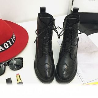 Zapatos Genuine-Leather Platform Lace-Up Short Boots