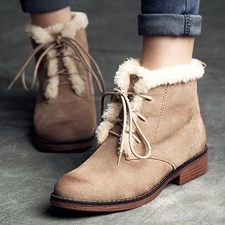 MIAOLV Fleece Lined Lace Up Short Boots